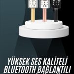 Karaoke Mikrofon Bluetooth Bağlantılı Aux Girişli Uzun Pil Ömrü Yüksek Ses Kaliteli - Vipsepet