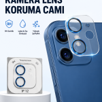 iPhone 12 Kamera Lens Koruyucu 9H Temperli Cam Mavi