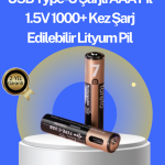 Hızlı Şarj Teknolojili USB Şarjlı AAA Pil – 40 Dakikada Tam Şarj - Vipsepet