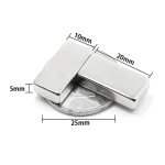 2 Adet 20x10x5 mm Neodyum Magnet N35 Güçlü Mıknatıs Köşeli ve Dayanıklı Nikel Kaplama ( Vipsepet )
