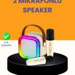 Çift Mikrofonlu Kompakt Karaoke Hoparlör – Uzun Pil Ömrü - Vipsepet