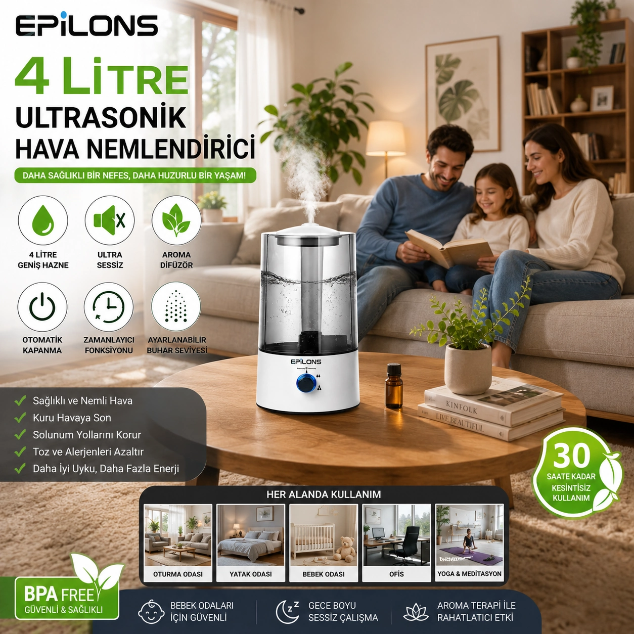 rbh-03-ultrasonik-hava-nemlendirici-4-litre-buhar-makinesi-aroma-difuzoru-otomatik-kapanma-69928993-sw1254sh1254 RBH-04 Ultrasonik Hava Nemlendirici 4 Litre Buhar Makinesi Aroma Difüzörü - Otomatik Kapanma ( vipsepet ) - Görsel 1