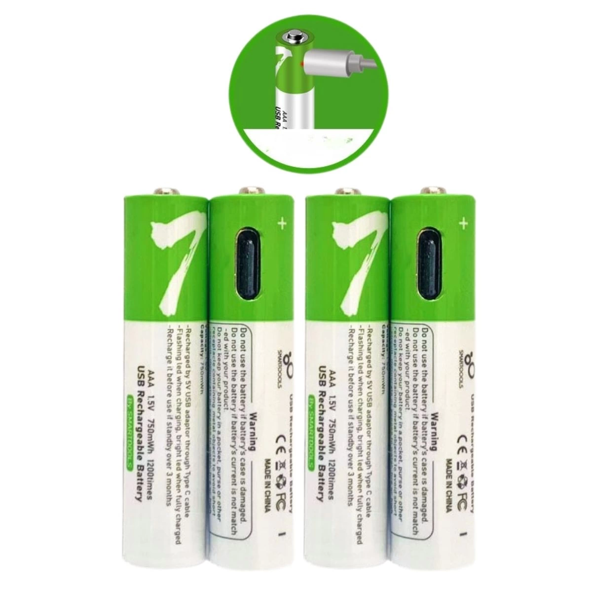 sarjli-pil-83178663-sw1200sh1200 Type-C ile Şarjolabilen 4 lü AAA 1.5V Lityum İnce Şarjlı Kalem Pil 750 mAH Uzun Ömürlü ( Vipsepet ) - Görsel 1