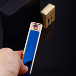 Şık Görünümlü Usb Şarjlı Rezistanslı İnce Slim Metal Çakmak (mavi) ( Lisinya )