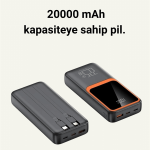 Taşınabilir Şarj Cihazı 20000 mAh | 22.5W Hızlı Şarj + Dijital Ekran + Kablo Dahil - vipsepet
