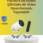 TÇift Kollu Tasarımlı Kablosuz Projeksiyon – 4K, 10.000 Oyun ve Smart App Desteği - Vipsepet