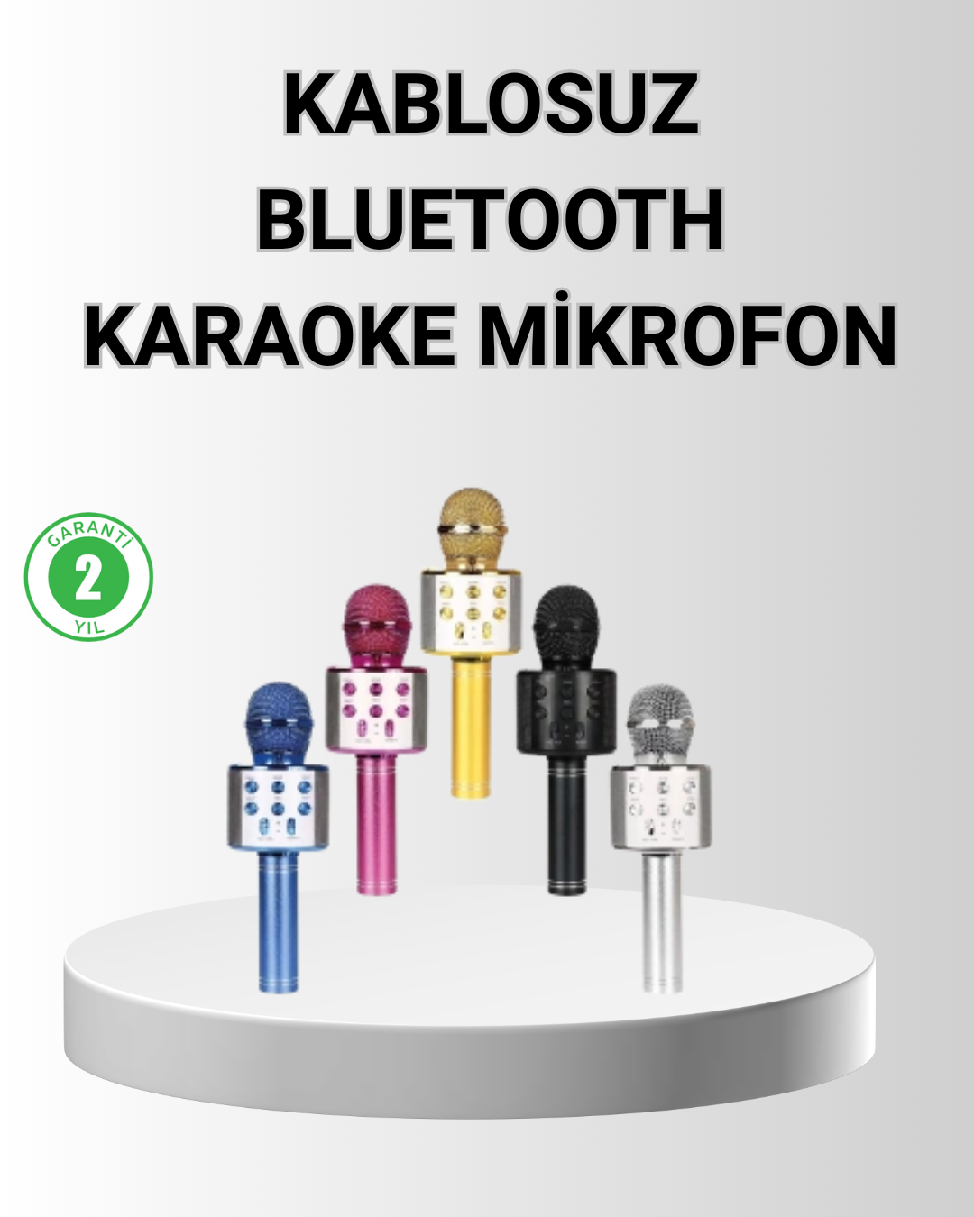 tepe-lambasi Bluetooth Karaoke Mikrofon – Yüksek Ses Kalitesi, Yankı Efektli, Uzun Ömürlü Pil - Vipsepet - Görsel 1