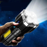 Ultra Parlak El Feneri Usb Şarj 4 Led+Yan Cob Led Taktik Günlük Hayat Kamp Avcılık El Feneri ( Vipsepet )