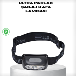 Gece Balıkçılığı İçin Ultra Parlak Şarjlı Kafa Lambası | 4 Işık Modu + USB Şarj - Vipsepet