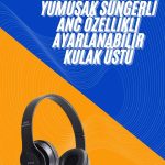 Wireless 5.0 Bluetooth Kablosuz Kulaklık ANC Özellikli Kulak Üstü Ayarlanabilir - vipsepet