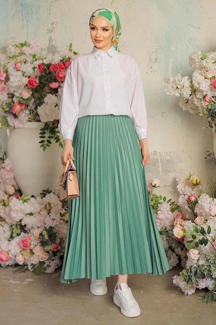 zarif-ve-modern-pileli-parlak-krep-gizli-lastikli-mint-etek-23737945-sw701sh1051 Zarif ve Modern Pileli Parlak Krep Gizli Lastikli Mint Etek ( Vipsepet ) - Görsel 1
